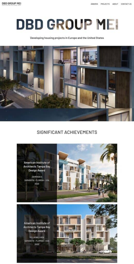 Screenshot of the DBD Group MEI website.