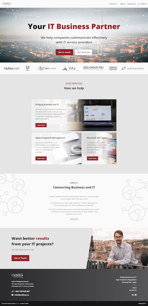 Screenshot of the Orbitus website.