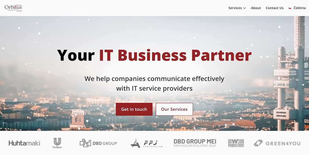 Screenshot of the Orbitus website.