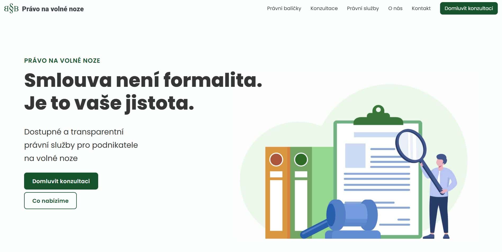Screenshot of the Právo na volné noze website.